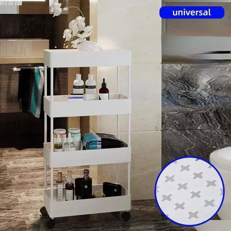 Trolley storage rack kitchen floor-standing multi-layer movable bathroom toilet storage rack bedroom snack storage