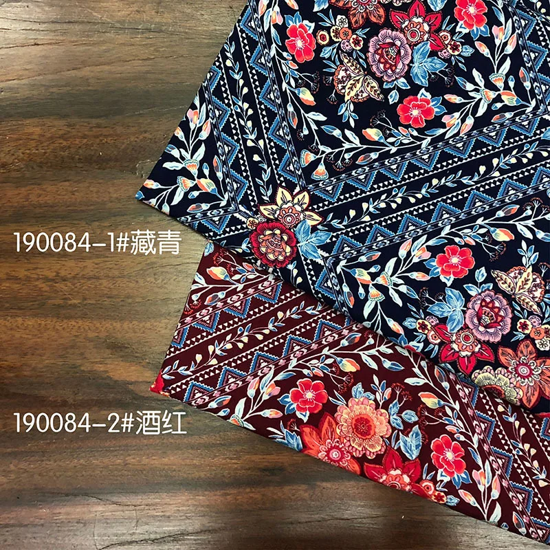 By Meter Quality Viscose Poplin Fabric Vintage Geometric Floral Birds Bohemian Patchwork Rayon Material Wholesale 100*145cm