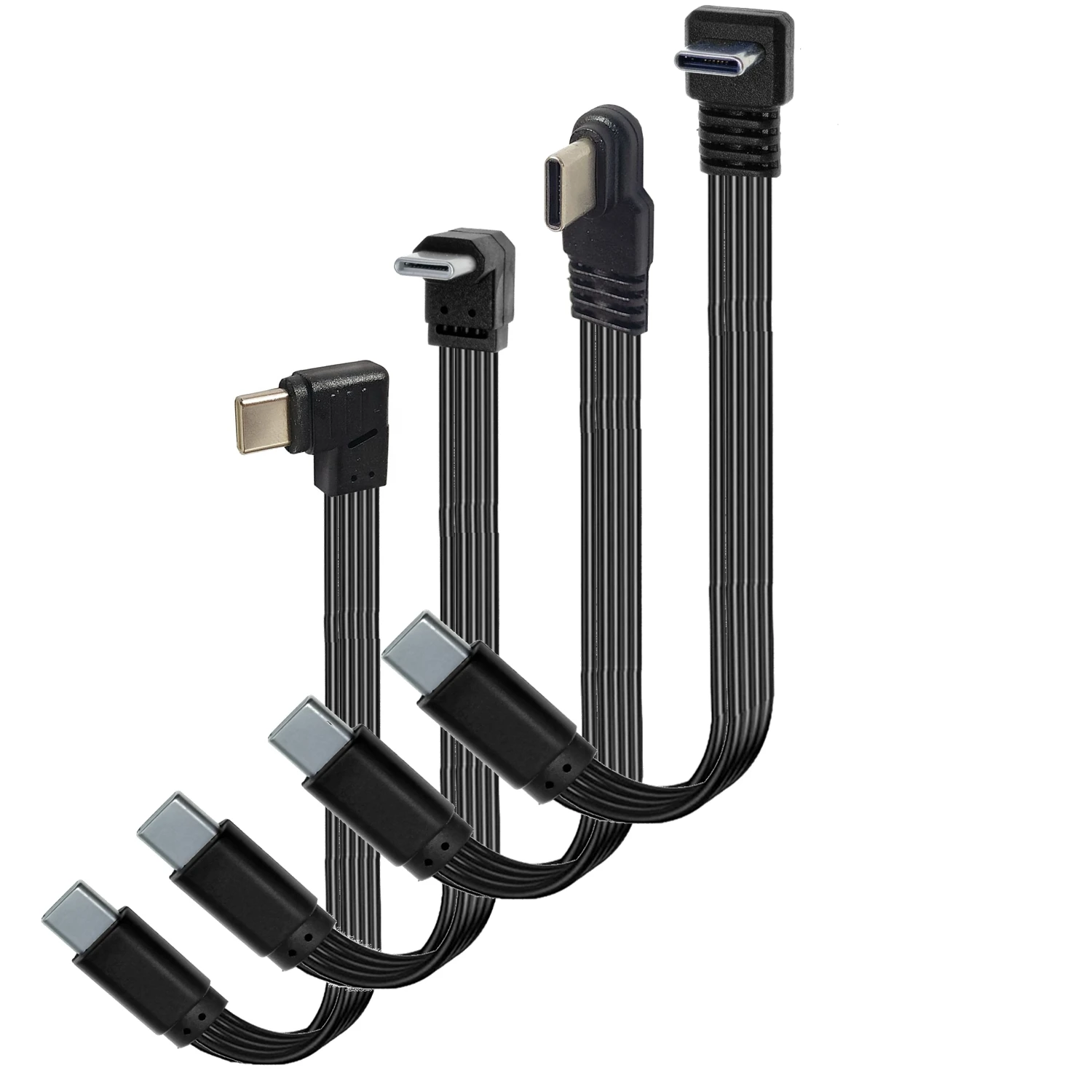 5&10CM Type C to USB-C 90° Angled Adapter Cable Power Bank Flexible Cable PD Cable Charging Cable USB C Bend Flat Silicone Cable