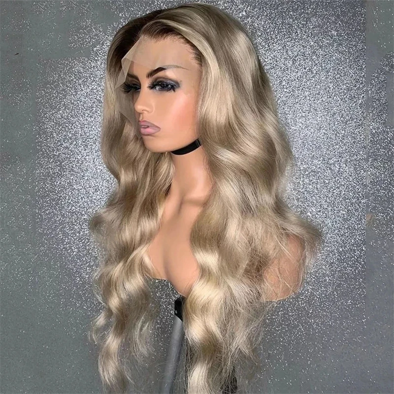 

Invisible Natural Seamless Mesh Cap Ombre Platinum Blonde Body Wave Full Lace Wig HD 13x6 Lace Front Wig Glueless Wig Human Hair