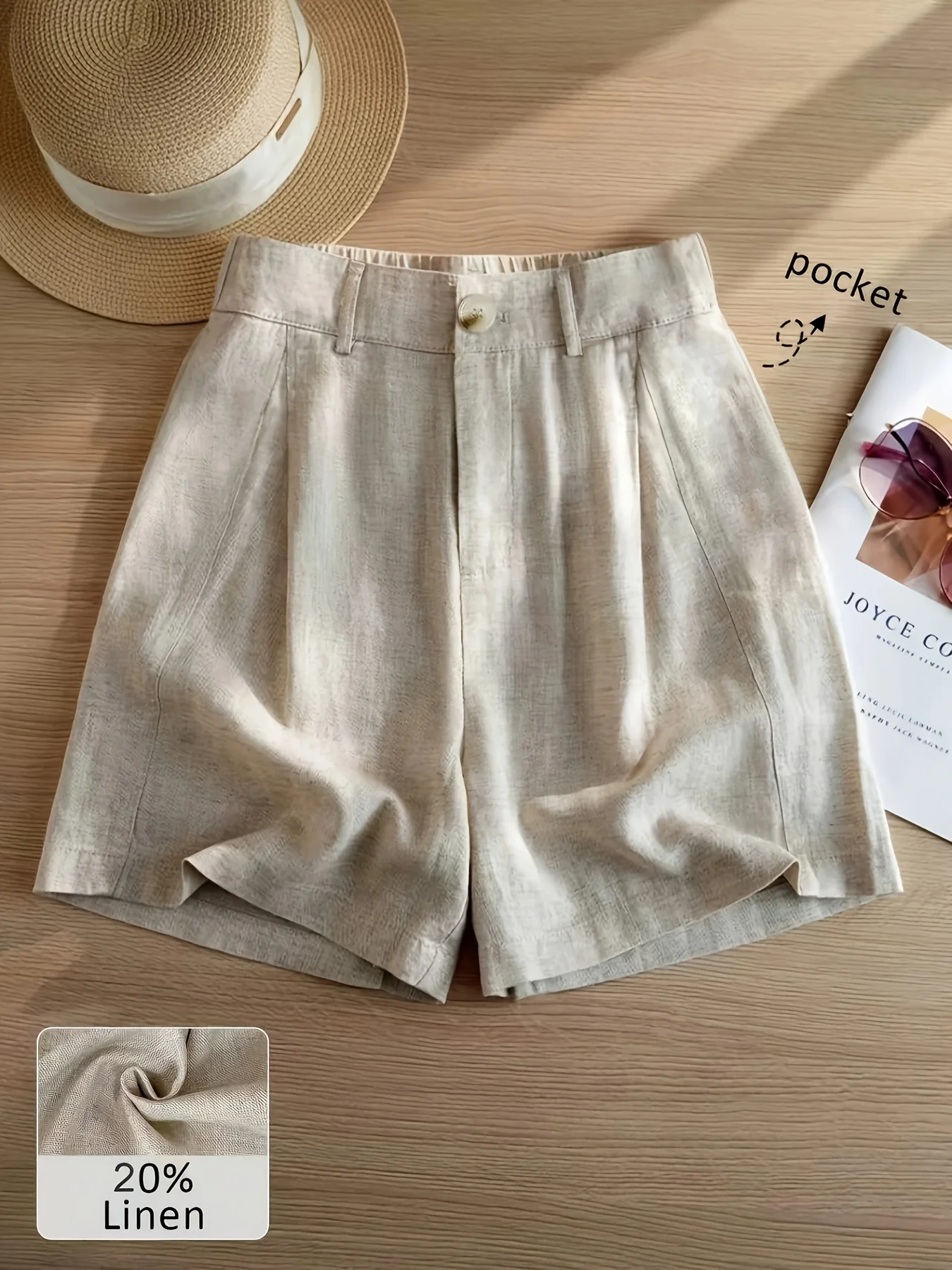 Women's Casual Fashion Design Resort Style Linen Pleated A-Line Shorts