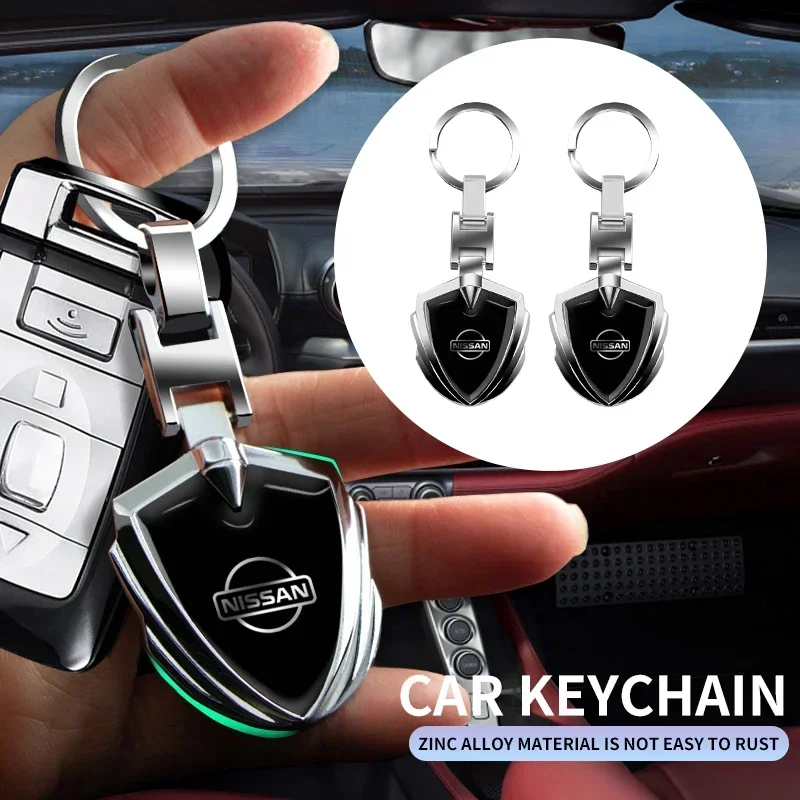 Car Logo Stying 3D Metal Key Rings Shield Shaped Keychain For Nissan X-trail Qashqai Note Juke Sentra Patrol Leaf Accessories