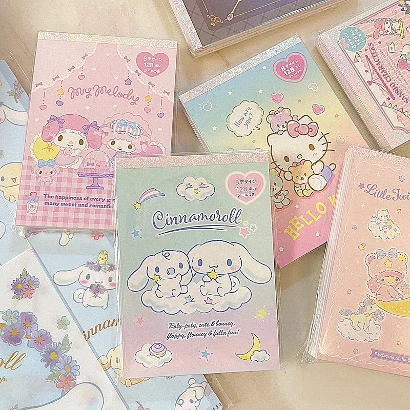 

Kawaii Sanrio Hello Kitty Cinnamoroll Notepad Cute Kuromi Melody Diy Sticker Message Memo Notebook Student Stationery Girls Gift