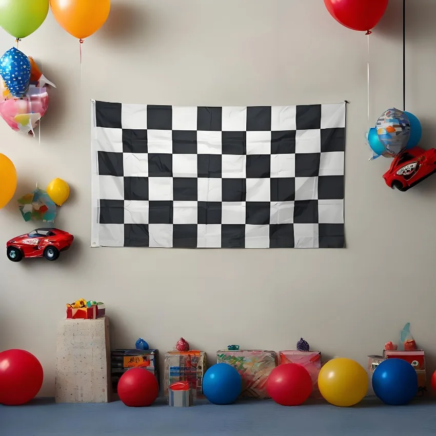 Checkered Racing Flag 3x5 Ft Black White Grid Polyester Vivid Color Grommets Banner Tapestry Man Cave Bar Wall Decor