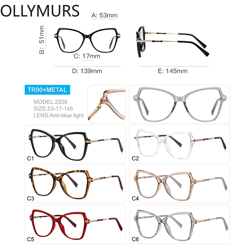 

KIZN Fashion Glasses Women's Anti-Blue Light Reading Glasses Myopia Large Butterfly Frame Prescription Customized Christmas