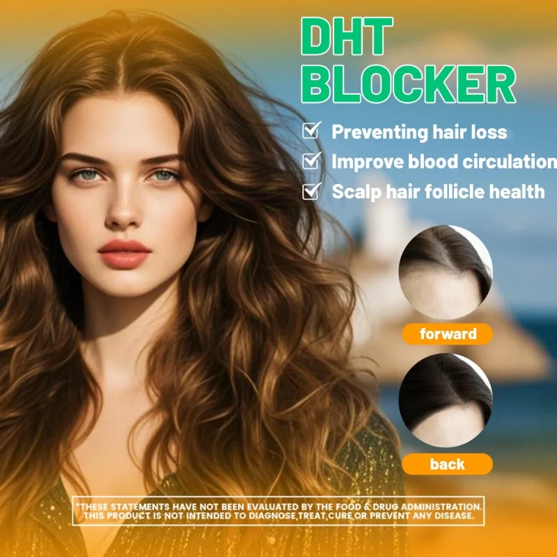 علكة DHT Blocker - مكمل نمو الشعر، لتخفيف الشعر الوراثي - للرجال والنساء - 60 قطعة