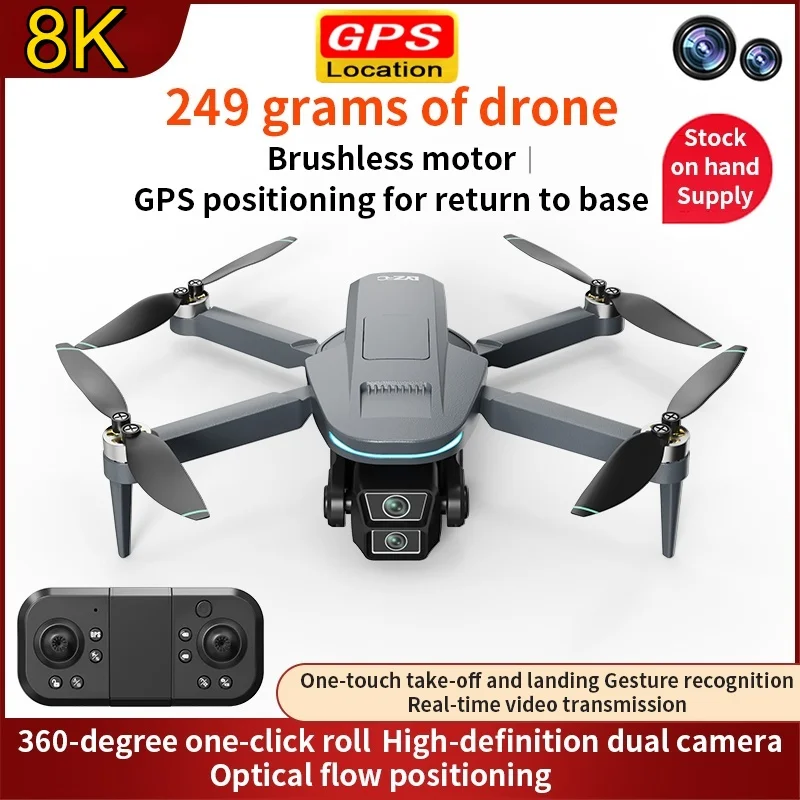 360° Obstacle Avoidance Brushless Quadcopter 8K Professional HD Dual Camera Drone GPS Position Intelligent Follow RC Drone Toys