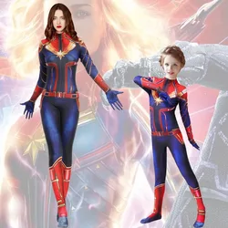 Movie Captain Marvel Cosplay Costume Women Superhero Cos Stage Jumpsuit Halloween Carnival Role Play Party Zentai Adult Kids