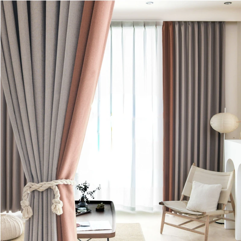 

New milk tea color blackout curtains small fresh thickening free high temperature stereotyped living room bedroom curtains 1