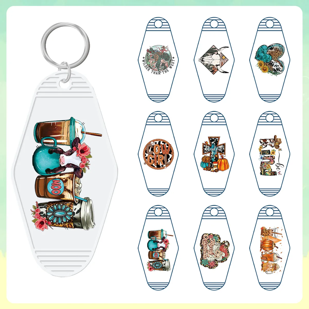 acrylic Keychain Stickers Diy Wrap Transfer Sticker Waterproof  Stickers keychains accessories