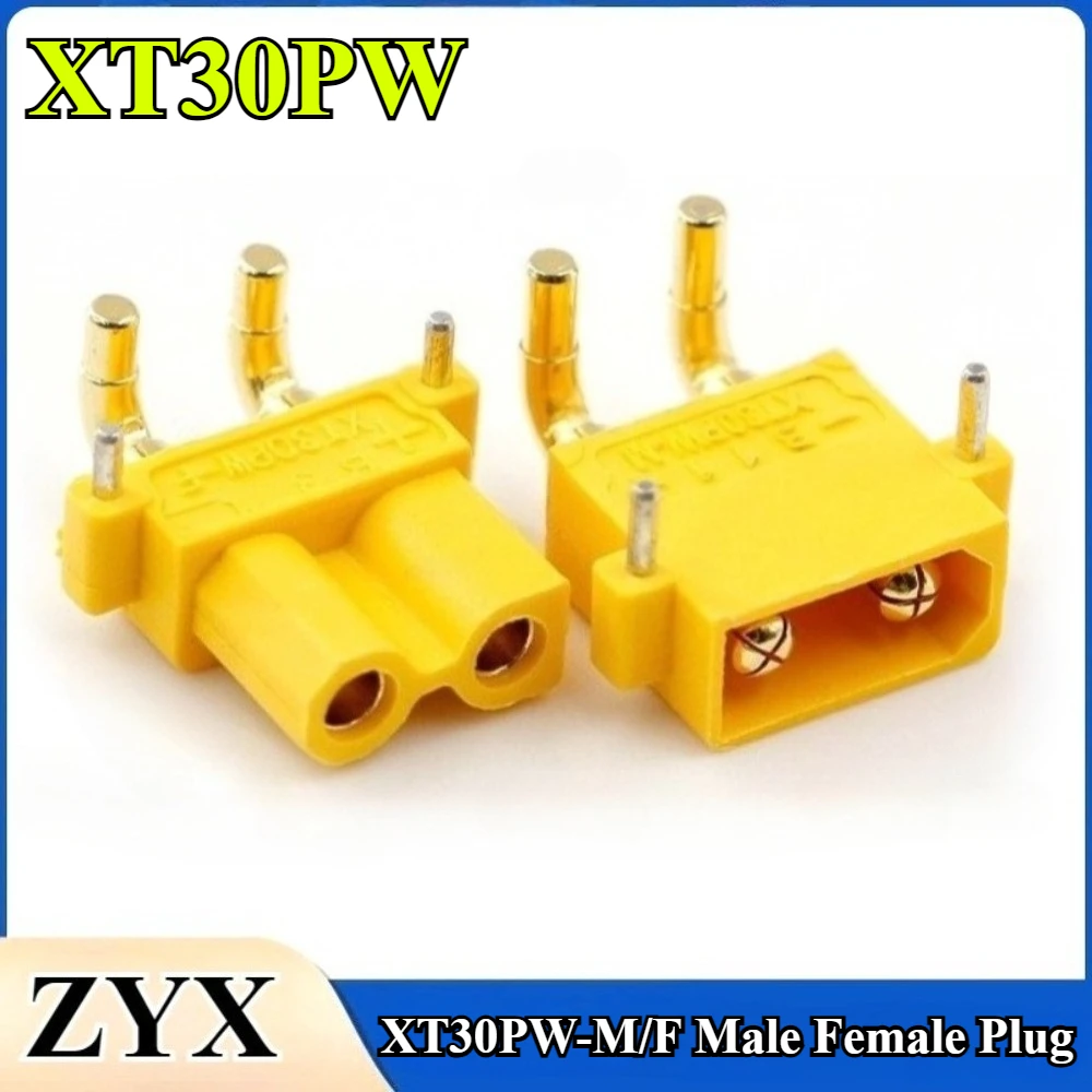 XT30PW ESC Motor PCB Board Male Female Plug Gold Plated XT30 Upgrade Right Angle Plug Connector for RC Mode Battery Charger