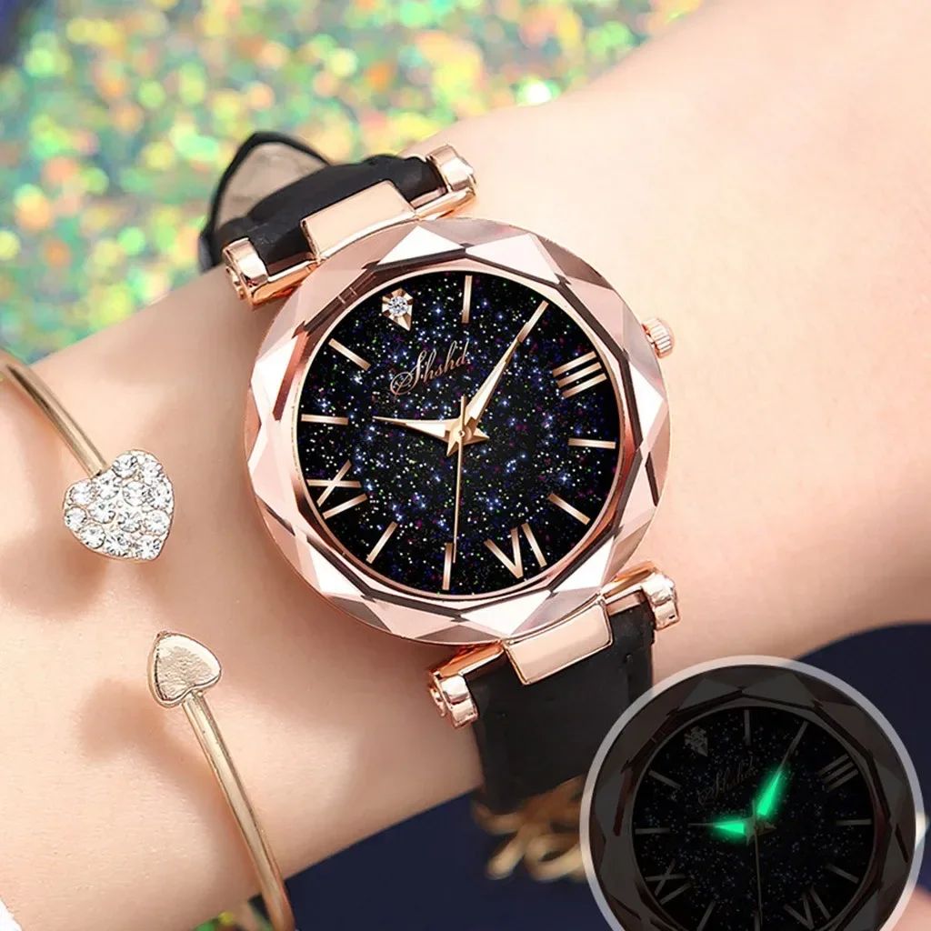 Reloj con cinturón esmerilado punteado con escala romana, reloj de lujo a la moda para mujer, accesorios para mujer, estrellas Unisex, punto pequeño