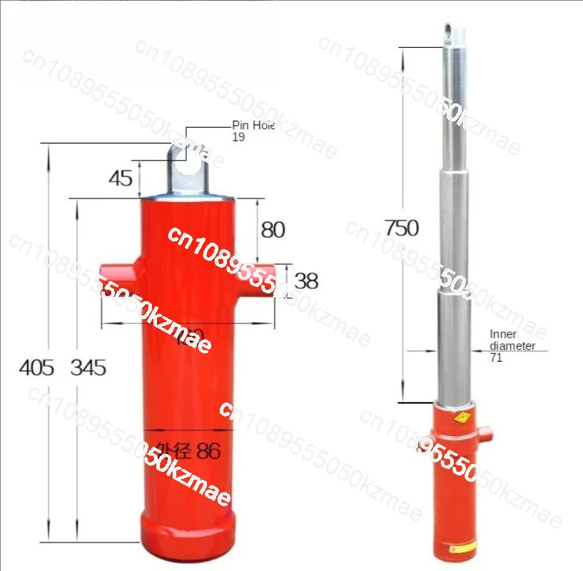 

3TG-E71 * 750 Гидравлический цилиндр с масляной верхней частью Аксессуары Телескопические