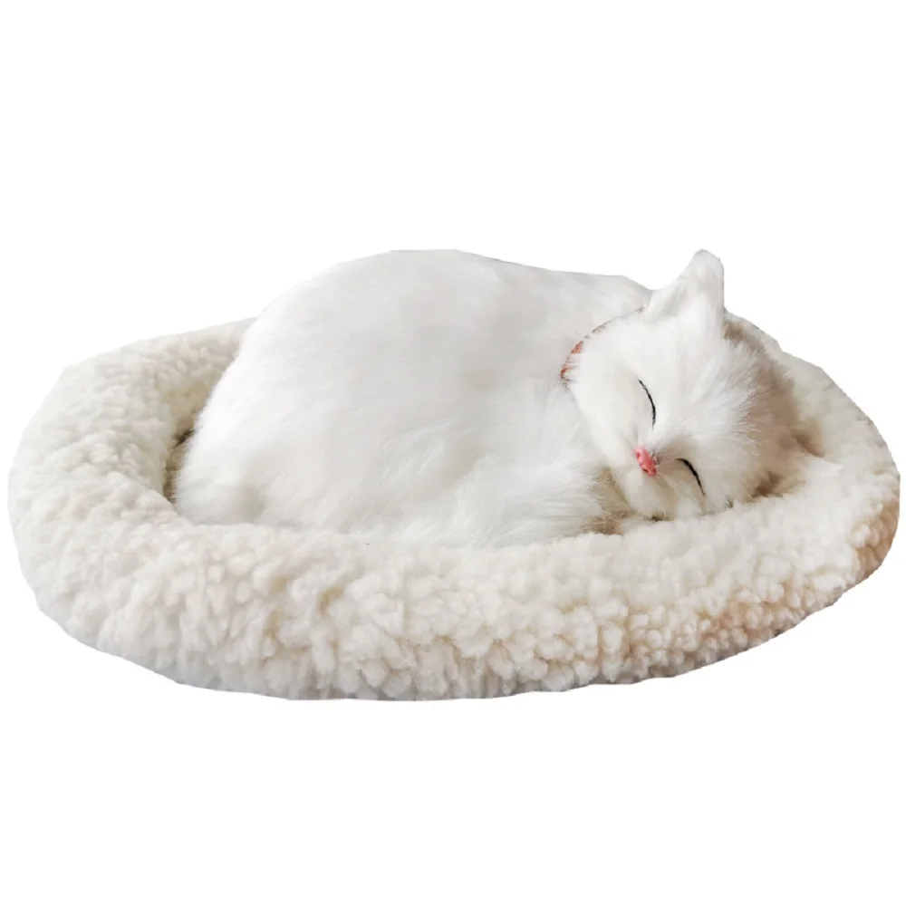 Simulation Cat Model Plastic&furs Breathing Cat Craft Home Desk Decoration Toy Gift d0701