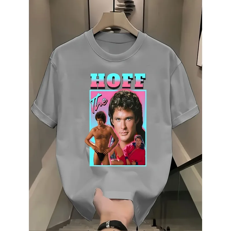 Camiseta retro de Summer David Hasselhoff de la serie de televisión de los años 80 y 90 THE HOFF, camiseta negra con cuello redondo y estampado