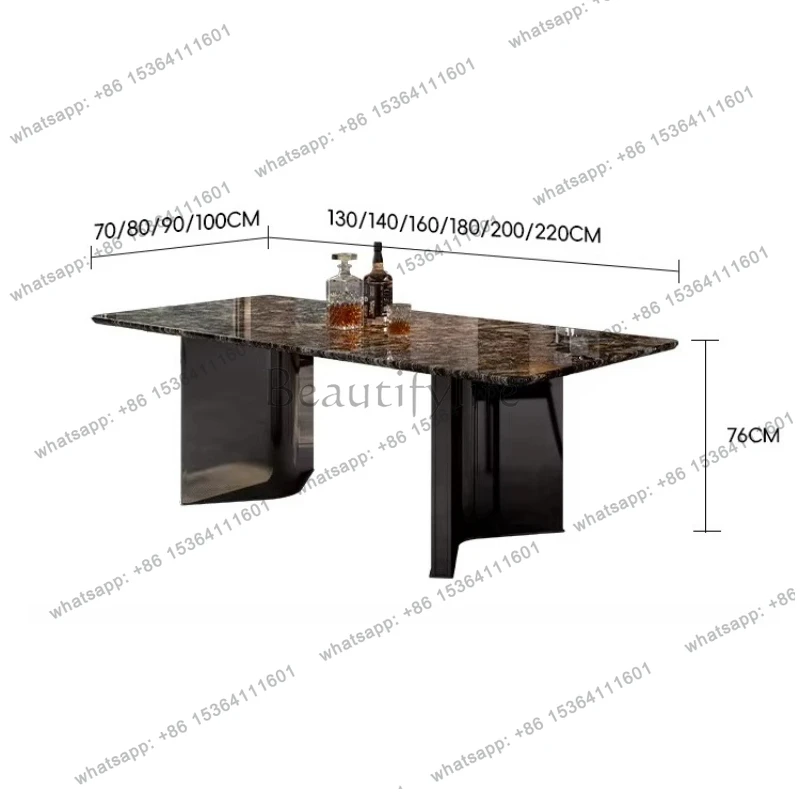 Platinum Diamond Luxury Stone Dining Table Brazilian Natural Marble Table High-End Modern Dining Room Furniture for Home