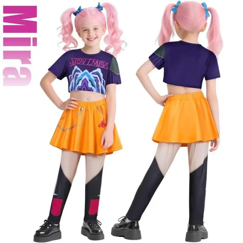 Kids Demon Costomes K-Pop Mira Rumi Zoey Hunters Cosplay Costume for Girl Halloween Stage Pattern Role Play Clothes