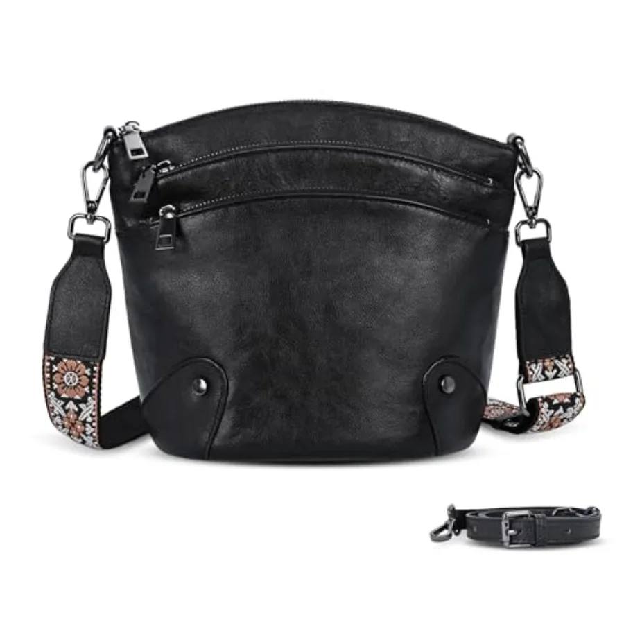 

Crossbody Bags for Travel: Vintage Leather Shoulder Handbags with Multi Pockets, Brown, Lightweight Organized