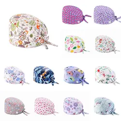 Surgical Caps Pharmacy Baotou Caps Medical Printing Pet Clinic Women Doctors Surgical Hat Fashion Nurse Doctor Hat With Buttons