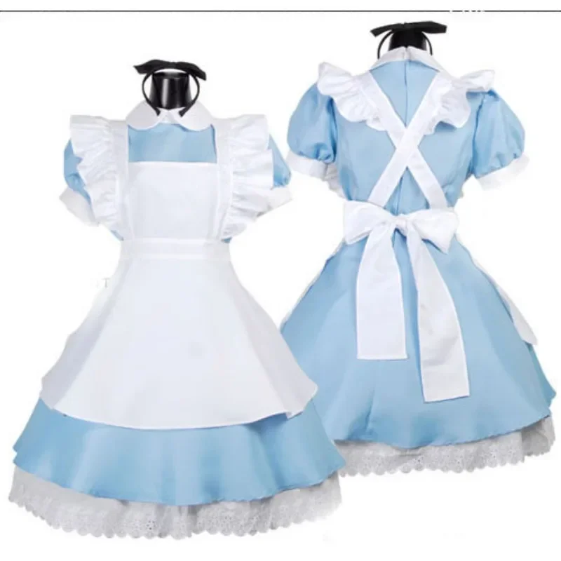 Cos Maid Costume Maid Costume Stage Performance Costume Alice in Wonderland Blue Light Tone Lolita Maid Costume