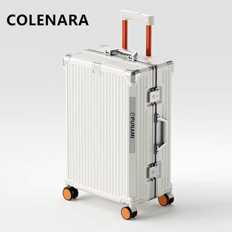 COLENARA Cabin Suitcase 20"24"26 Inch Boarding Box Aluminum Frame Trolley Case for Men and Women with Wheels Rolling Luggage