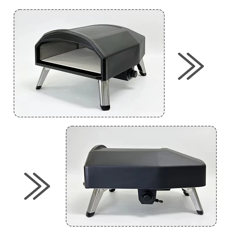 نزهة فناء الخبز شواية خارجية صغيرة 16 فرن بيتزا غاز محمول من الفولاذ المقاوم للصدأ #4