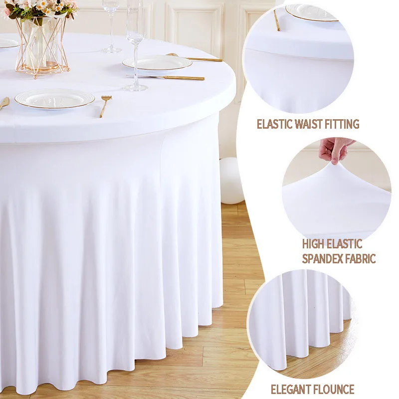 Spandex round stretch tablecloth Hotel banquet wedding party pleated skirt Hotel restaurant table linen
