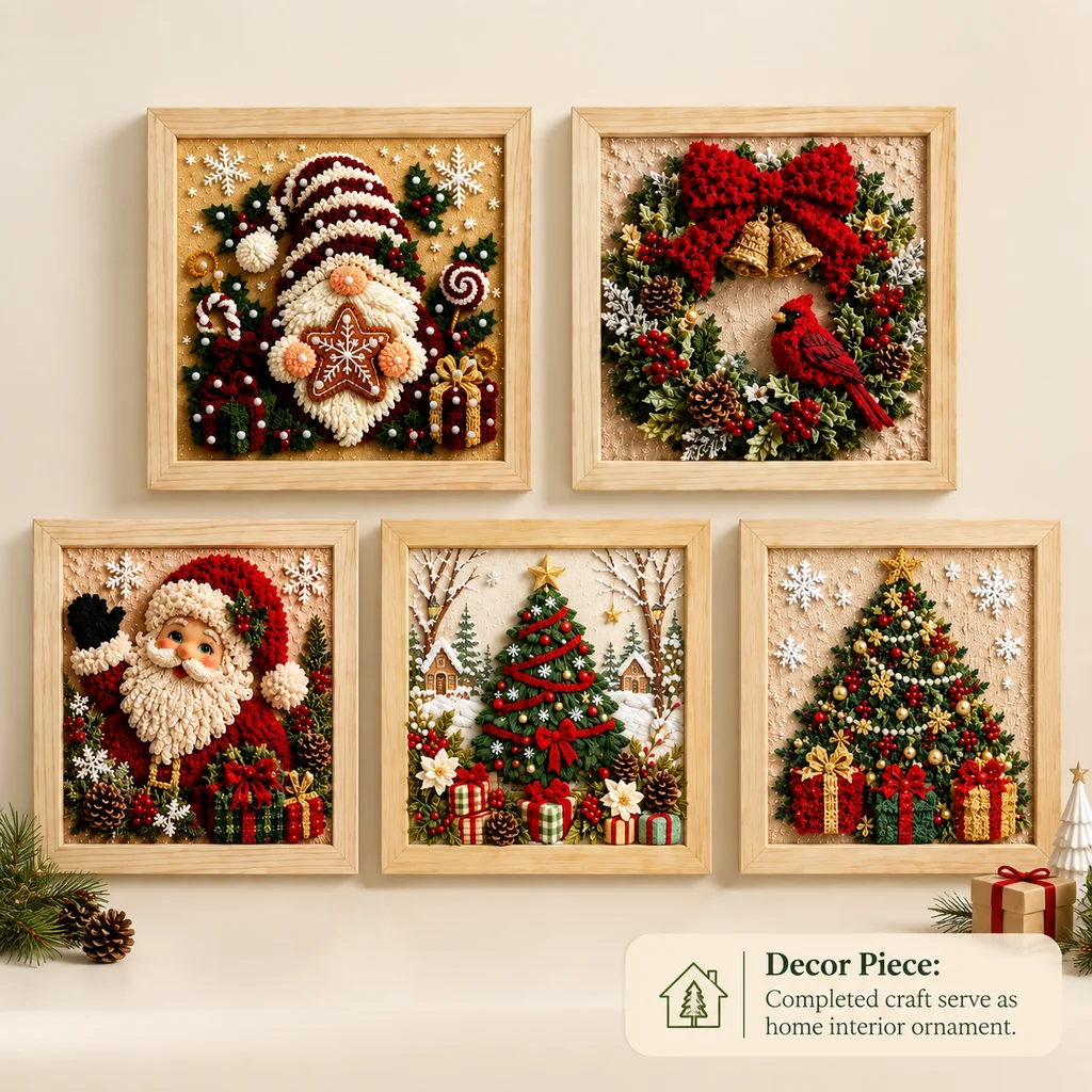 3D Christmas Fabric Poking Painting Set Create Christmas Atmospherechristmas Themed Handmade Creations Decoration Christmas Gift