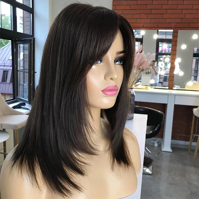 

Invisible Human Hair Toppers For Women Clip In Toppers With 3D Air Bangs Fringe Straight Hair Hairpieces For Hair Volume