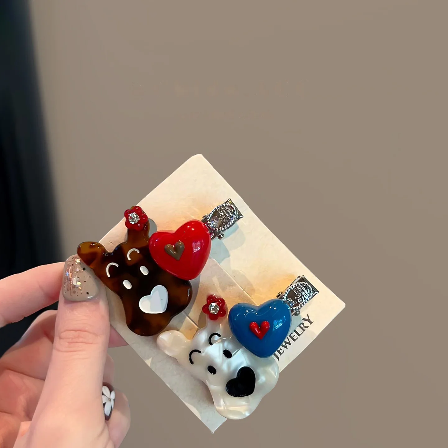 Cute Cartoon Dog Hair Clips Flat Heart Side Bangs Baby Hair Grips Versatile Duckbill Hair Barrettes for Women Girls