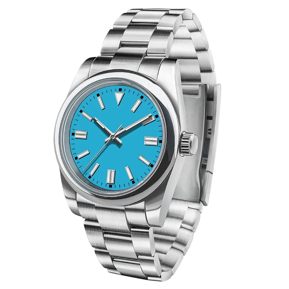 นาฬิกาข้อมือผู้ชายโลโก้สั่งทำพิเศษ แซฟไฟร์ หรูหรา NH35/มิโยตะ ระบบอัตโนมัติ กลไกจักรกล ขนาด 36 มม./39 มม. กันน้ำลึก 10 บาร์ เรืองแสง