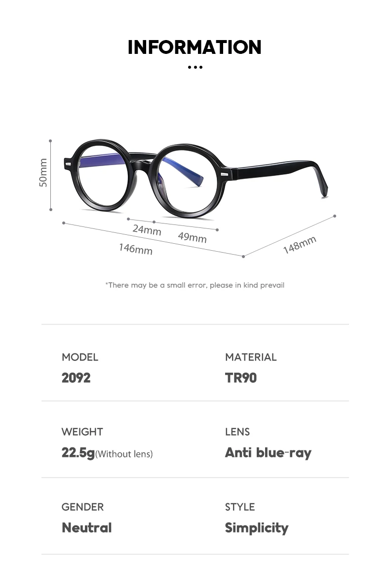 JMISUS Occhiali da vista rotondi in acetato fatti a mano Donna Uomo Rotindità Occhiali ottici Miopia Occhiali da sole fotocromatici progressivi