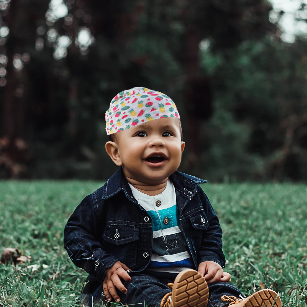 

2Pcs Comfortable Baby Headband Hat Breathable Sweat-Absorption Elastic Turban for Infants Toddlers Kids Fashion Printing