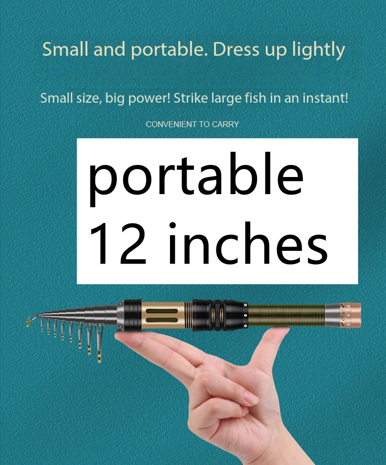 Portabl fishing Tackle Kit Set Casting Spinning Fishing Rod UltraLight Carbon Fiber Pole Baitcasting Lightweight 32CM 12 inches