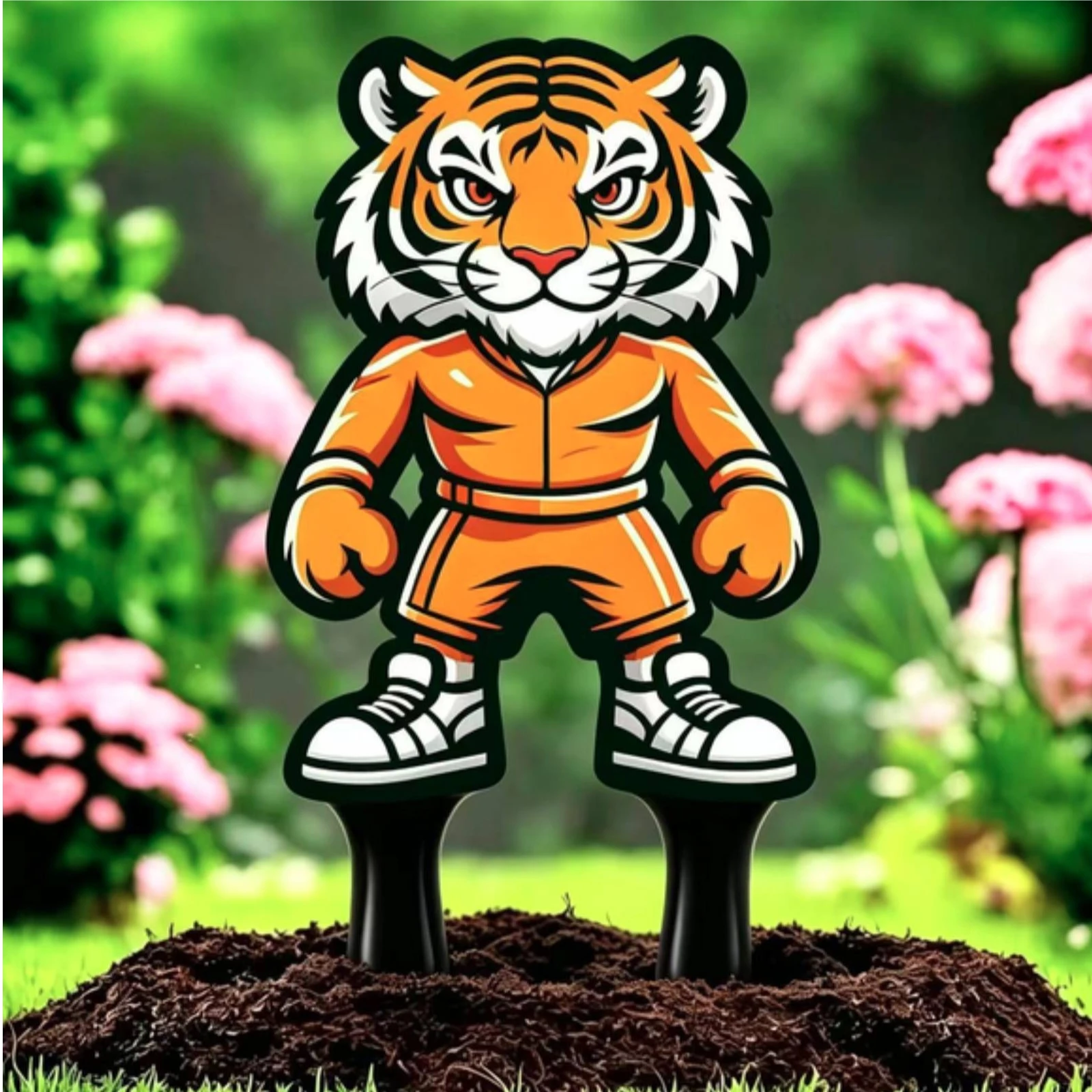 Animal Silhouette Stake Decorative Metal Garden Ornament Yard Art Weatherproof Sturdy for Gardeners, Flower Bed, Lawn