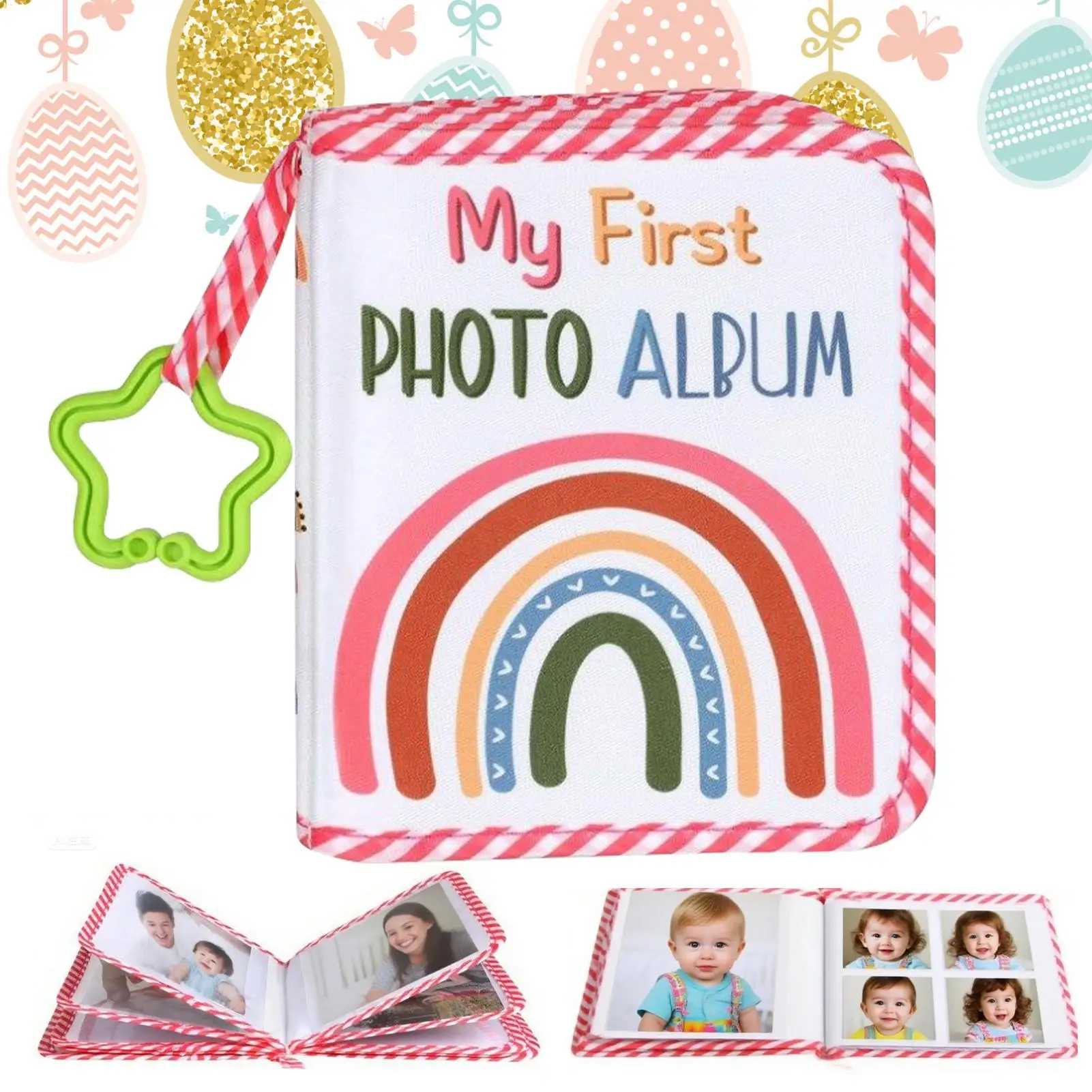 Baby Photo Book Baby Book Photo Album with Star Hook Picture Keepsake Rainbow Print Photo Album Handmade Keepsake Memory Album