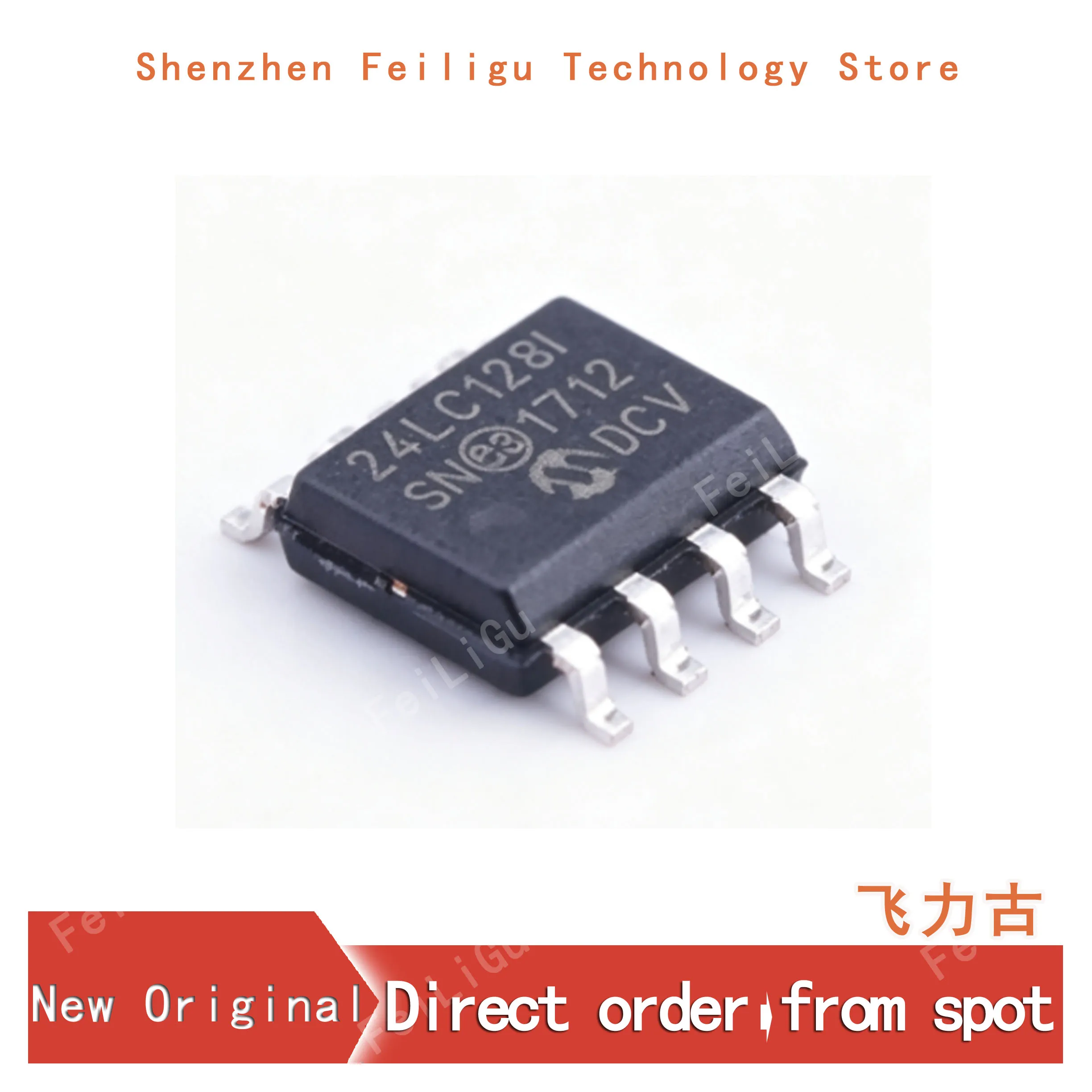 10/30/50/100Pieces 100% New Original 24LC128T-I/SN 24LC128-I/SN 24LC128I Package:SOP8 EEPROM 128Kb Memory Chip