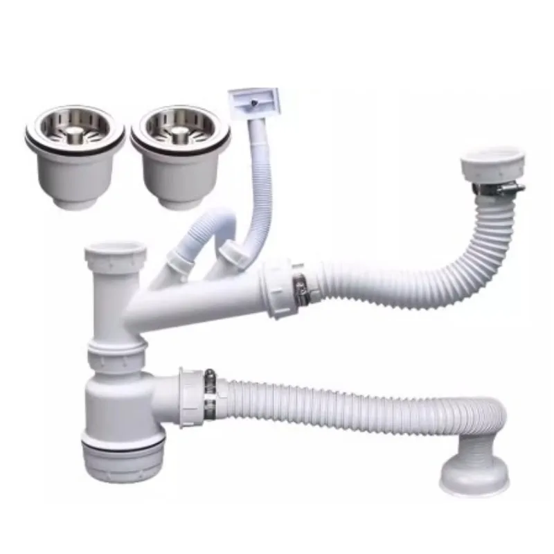 

Vegetable basin sewer pipe, kitchen deodorant double tank drain pipe, sink sewer, pool sewer accessories