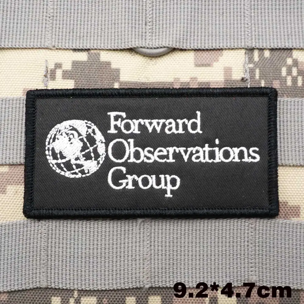 Forward Observations Group Military Tactical Embroidered Patches  Armband Backpack Badge with Hook Backing for Clothing