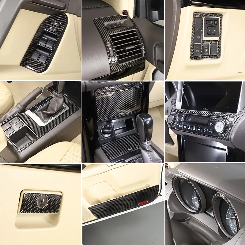 Weiche Kohlefaser für Toyota Land Cruiser Prado FJ150 150 2010-2017 Auto-Innenrahmen-Zierleiste Aufkleber Auto-Zubehör