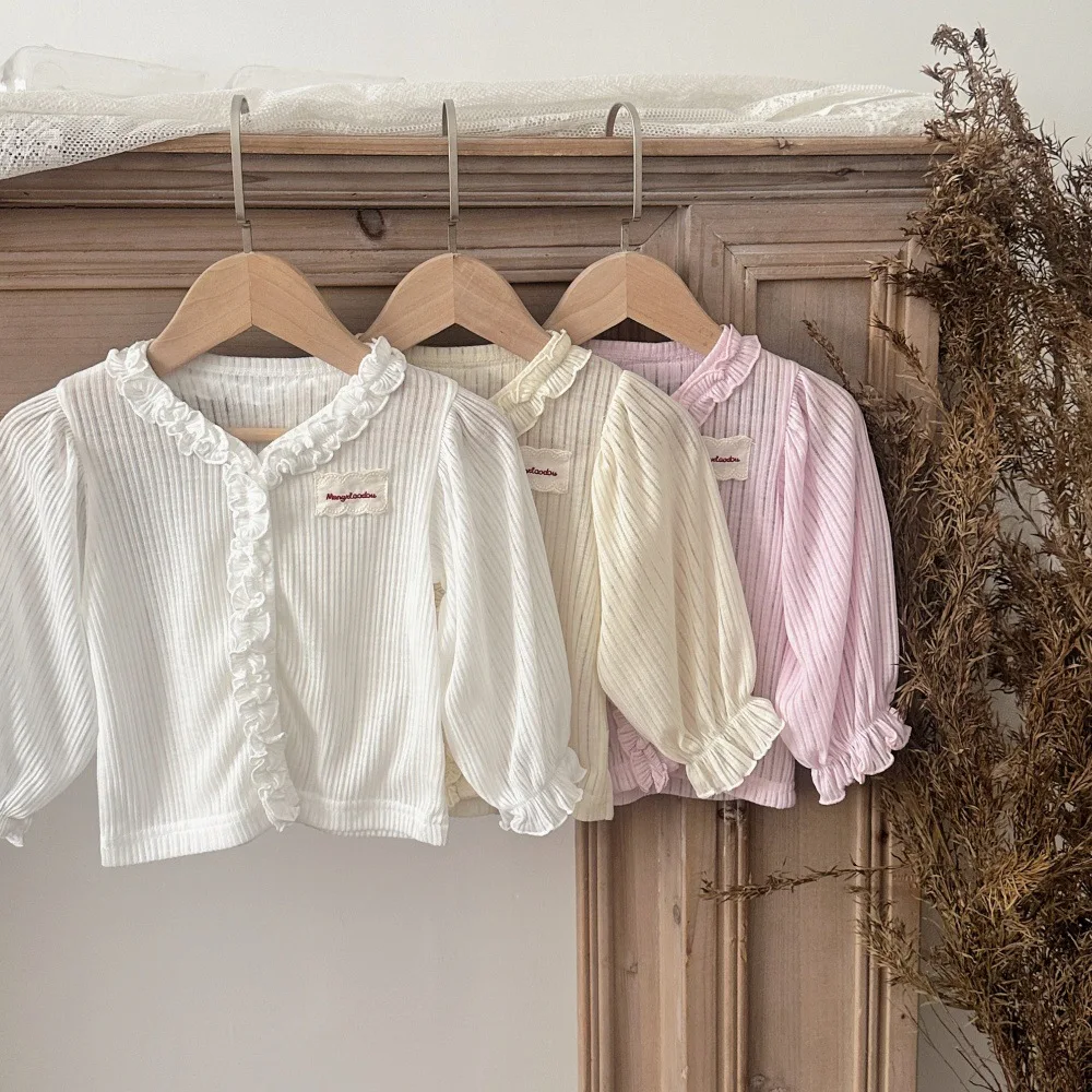 

2026 Summer New Baby Long Sleeve Sunscreen Coat Cotton Infant Girls Cute Sweet Lace Cardigan Toddler Thin Sunscreen Clothing