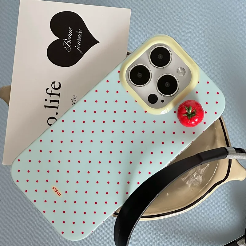 Minimalist Black Polka Dot 3D Cherry Tomato Phone Case For iPhone 17 AIR 16 15 14 13 12 11 PRO MAX PLUS Dustproof Cover view 2