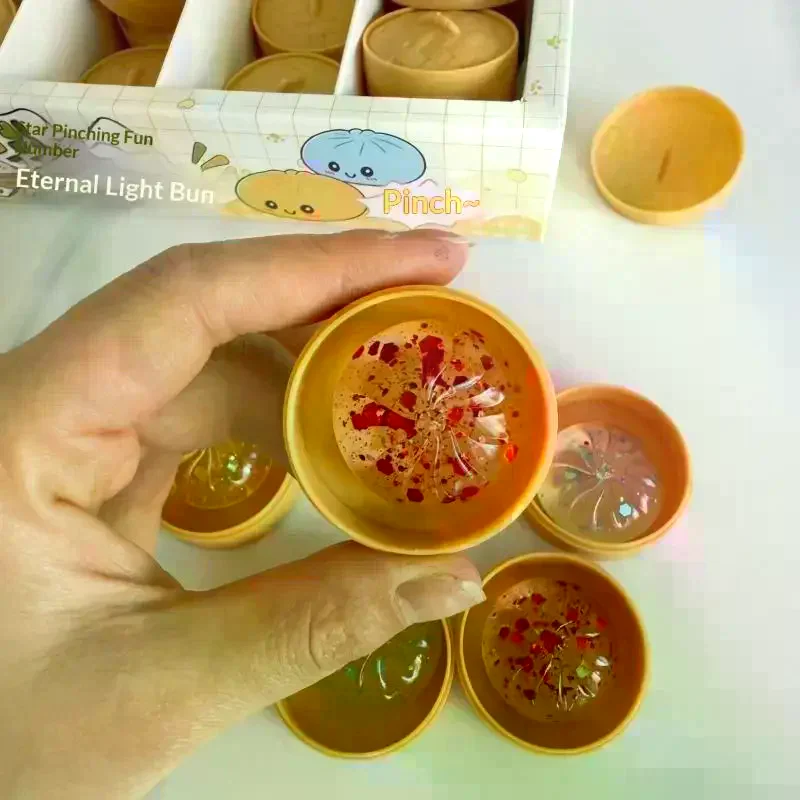 Cute Mini Steamed Crystal Bun Stress-relief Squeeze Toy Slow Rebound Desk Decoration Birthday Gifts 1PC