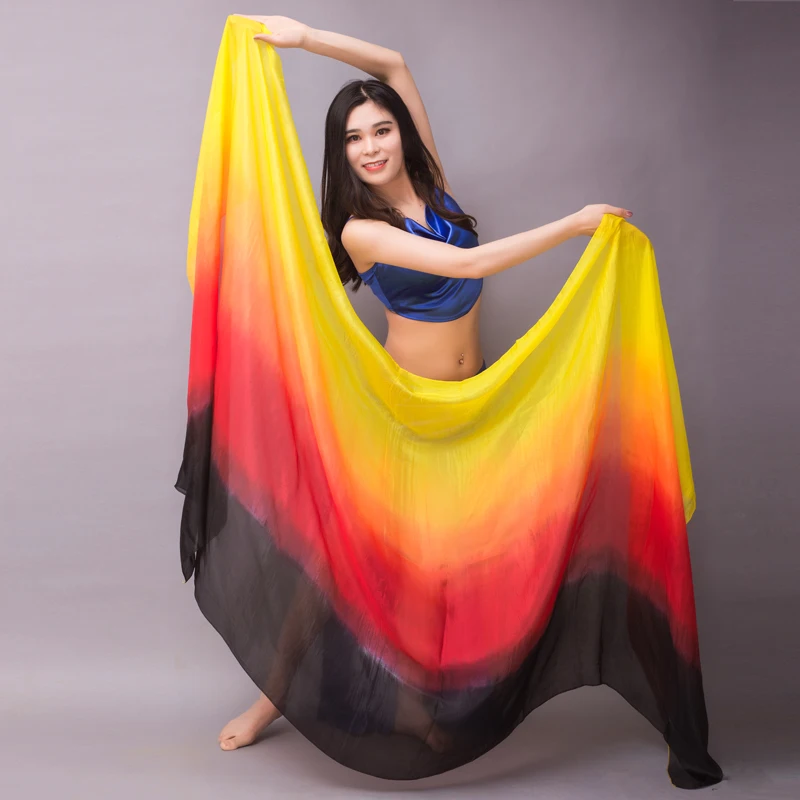 Classical Dance Silk Veils Women Light Weight Real Silk performance Costume Accessory 5mm Gradient Worship Streamer250x114cm Hot