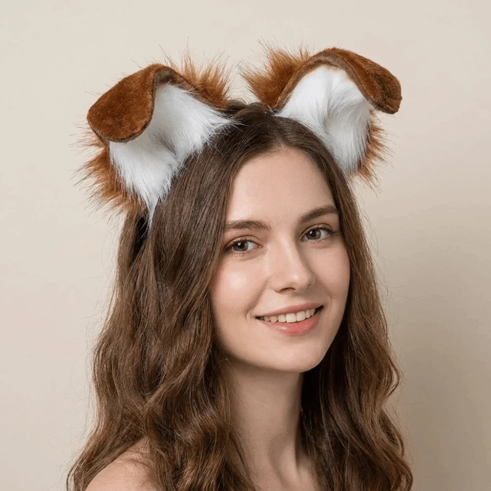 Practical Animal Dog Ears Headband Furry Realistic Lolita Ears Headwear Hair Accessories Reusable Hair Accessories Photo