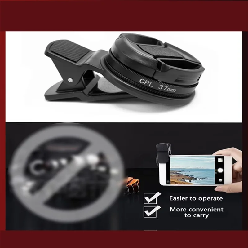 AA60-CPL Filter Lens With Phone Clip Portable Circular Polarizer Enhances Photography By Reducing Glare & Reflections