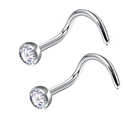 2PCS ASTM F136 Titanium PIERC nose ring nose stud Shape Nose nail Nostril Piercing Septum Bar Pin nostril Studs Body Jewelry