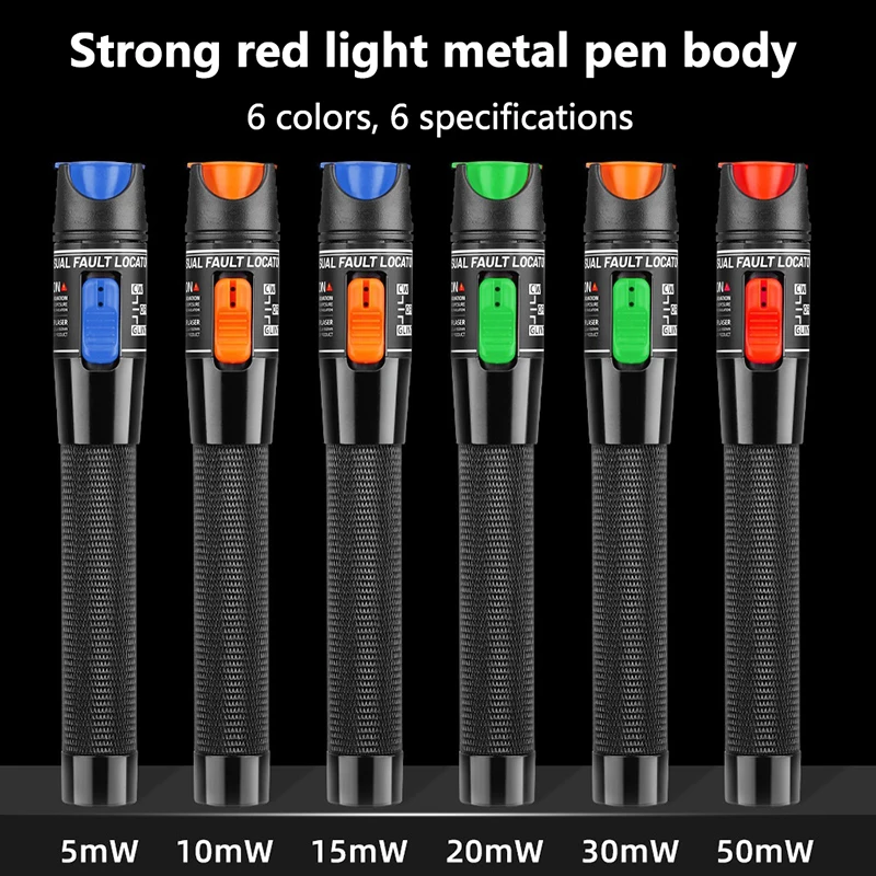 Visual Fault Locator 5MW-100MW Red Laser Pointer Optical Fiber Test Tool Fiber Optic Cable Tester FC/SC/ST Universal Interface