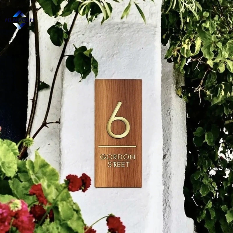 

Personalised Retro Wooden Address Sign Custom Wood House Numbers Sign Customized Family Outdoor Name Plaque Home Decor Gift