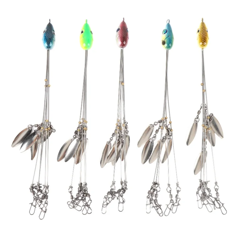 5 Pcs Fishing Rigs Lures Stainless Steel Rustproof High Flexibility Umbrella Fishing Rig Kit For Bass